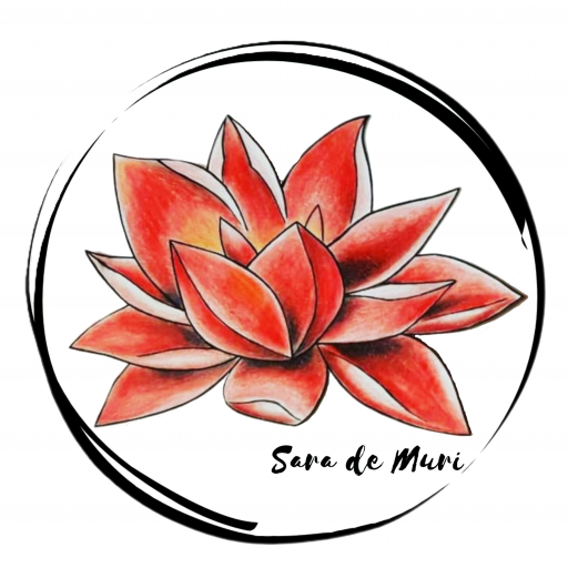 Flor de loto roja, logo de Sara de Muri.